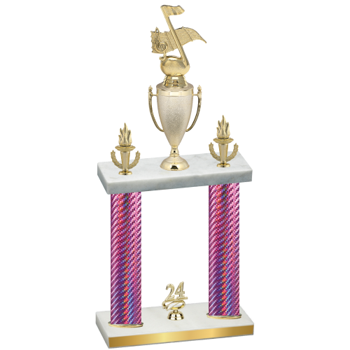 Double Pink Carbon Fiber Year Music Trophy