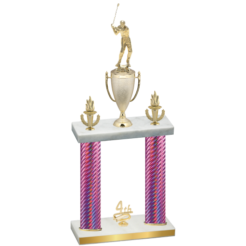 Double Pink Carbon Fiber Fourth Place Golf Trophy