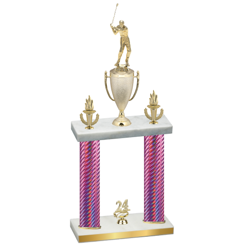 Double Pink Carbon Fiber Year Golf Trophy