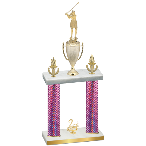 Double Pink Carbon Fiber Second Place Golf Trophy