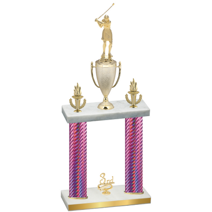 Double Pink Carbon Fiber Third Place Golf Trophy