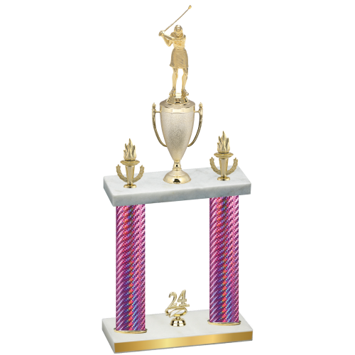 Double Pink Carbon Fiber Year Golf Trophy