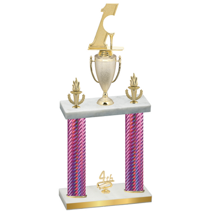 Double Pink Carbon Fiber Fourth Place Golf Trophy