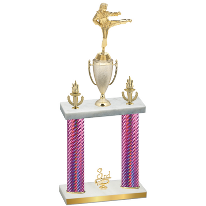 Double Pink Carbon Fiber Third Place Karate Trophy