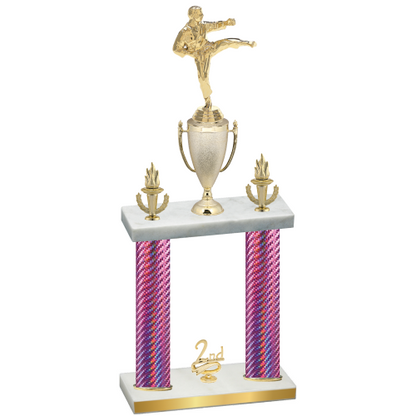 Double Pink Carbon Fiber Second Place Karate Trophy