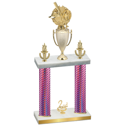 Double Pink Carbon Fiber Second Place Baseball Trophy