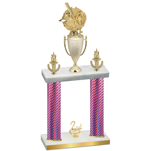 Double Pink Carbon Fiber Second Place Baseball Trophy