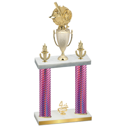 Double Pink Carbon Fiber Fourth Place Baseball Trophy