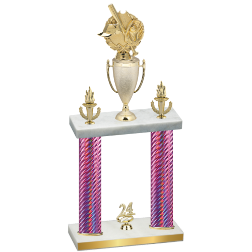 Double Pink Carbon Fiber Year Baseball Trophy
