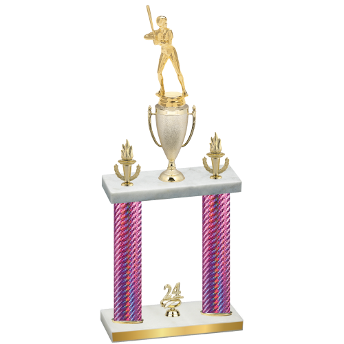 Double Pink Carbon Fiber Year Softball Trophy