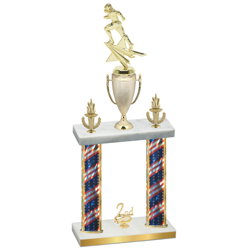 Double Flag USA Second Place Football Trophy