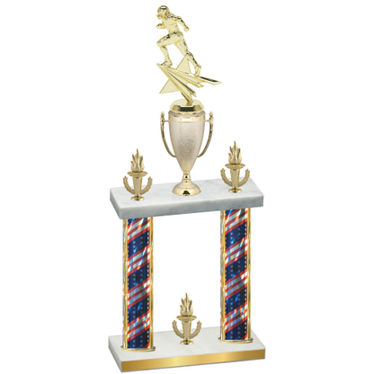 Double Flag USA Victory Football Trophy