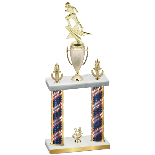 Double Flag USA Year Football Trophy
