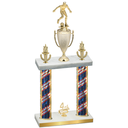 Double Flag USA Fourth Place Soccer Trophy