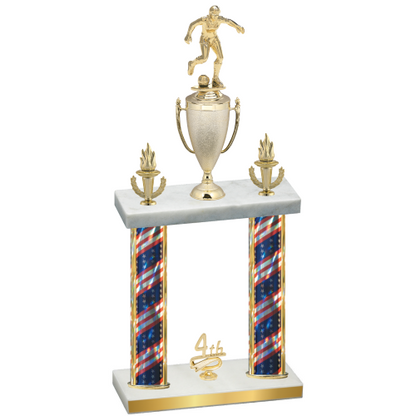 Double Flag USA Fourth Place Soccer Trophy