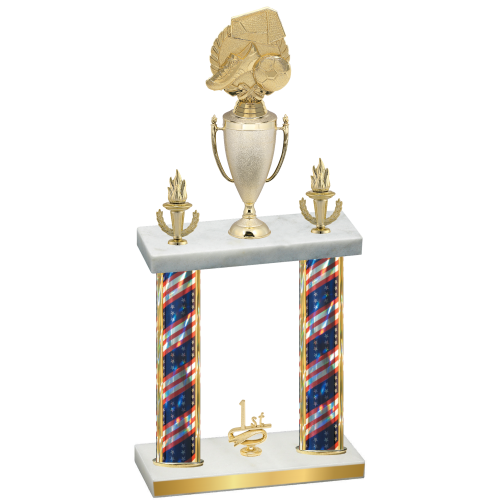 Double Flag USA First Place Soccer Trophy