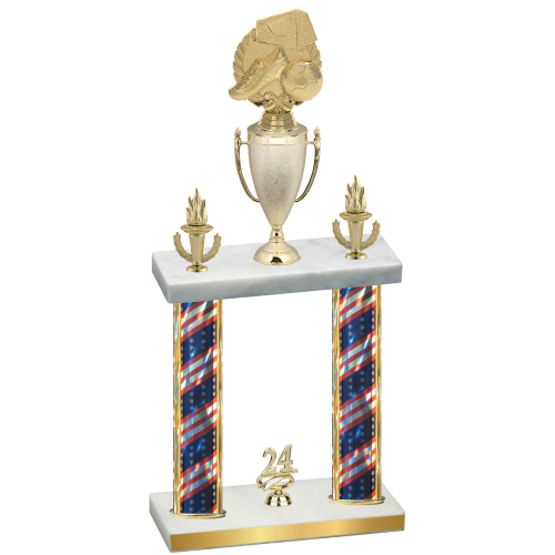 Double Flag USA Year Soccer Trophy