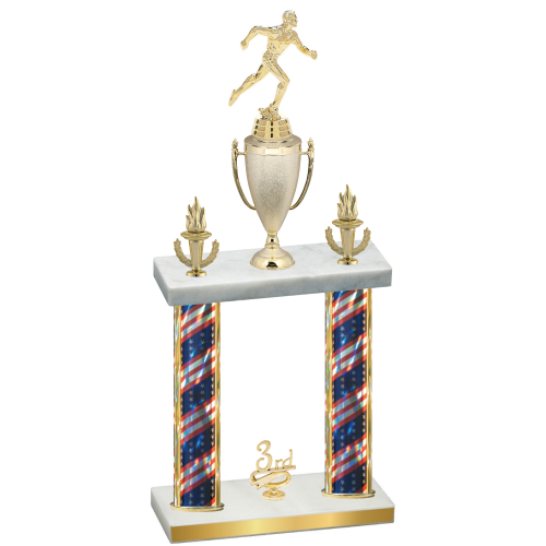Double Flag USA Third Place Running Trophy