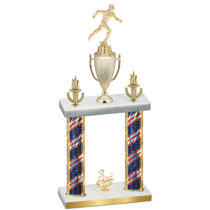 Double Flag USA Third Place Running Trophy
