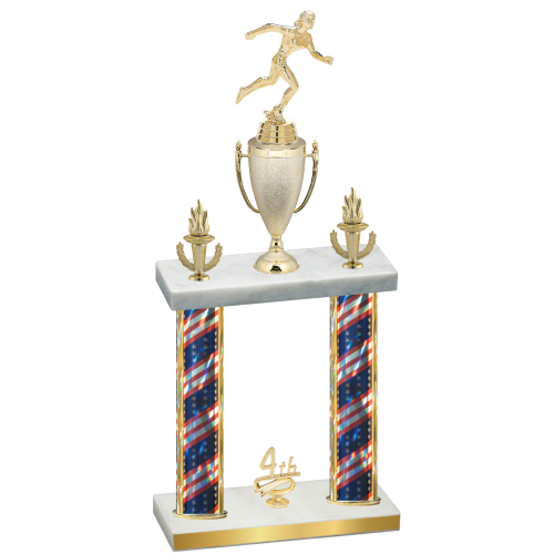 Double Flag USA Fourth Place Running Trophy