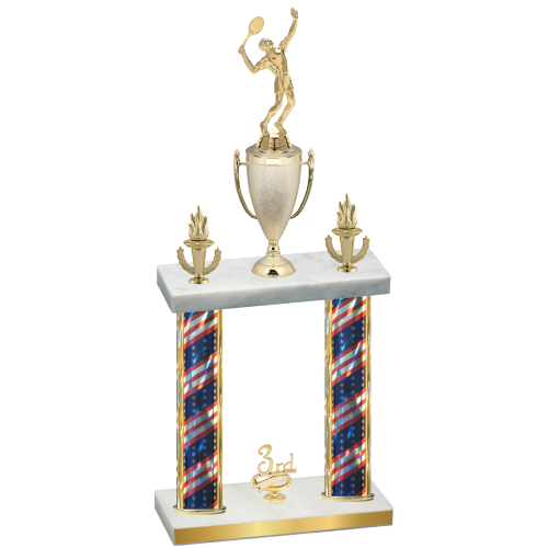 Double Flag USA Third Place Tennis Trophy