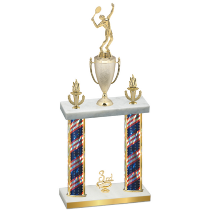Double Flag USA Third Place Tennis Trophy