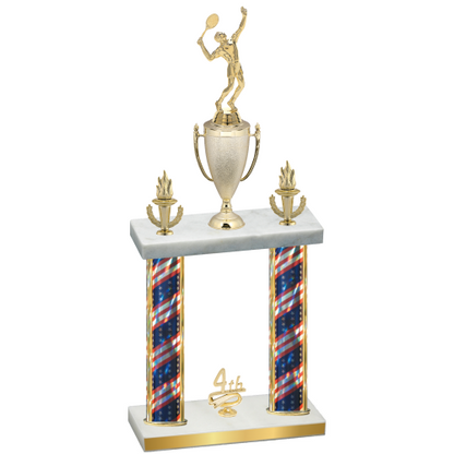 Double Flag USA Fourth Place Tennis Trophy