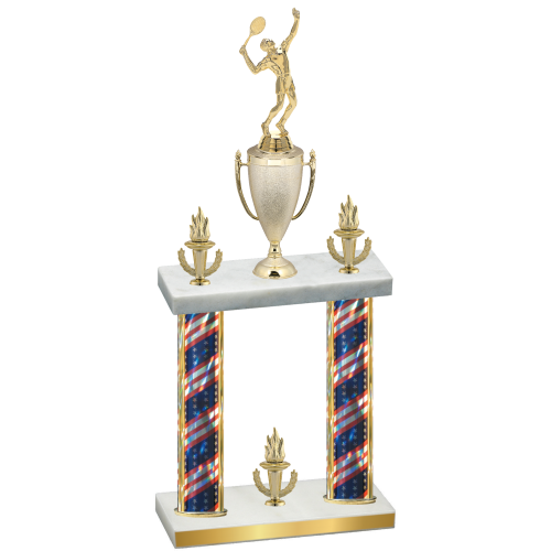 Double Flag USA Victory Tennis Trophy