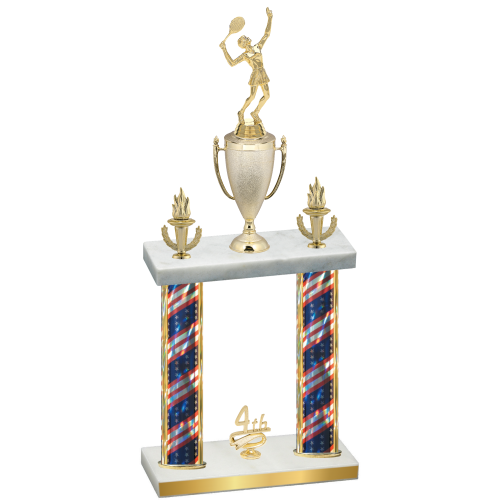 Double Flag USA Fourth Place Tennis Trophy