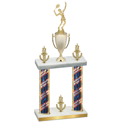 Double Flag USA Victory Tennis Trophy