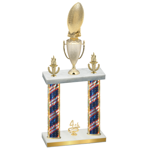 Double Flag USA Fourth Place Football Trophy