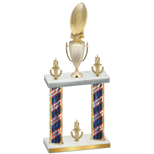 Double Flag USA Victory Football Trophy