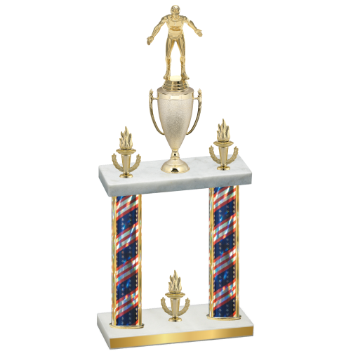 Double Flag USA Victory Wrestling Trophy