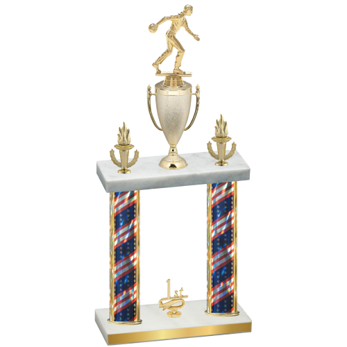 Double Flag USA First Place Bowling Trophy