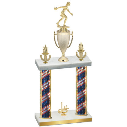 Double Flag USA First Place Bowling Trophy