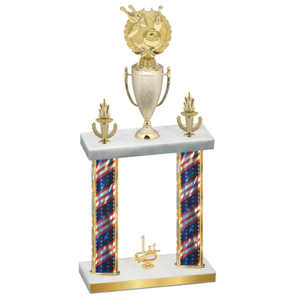 Double Flag USA First Place Bowling Trophy