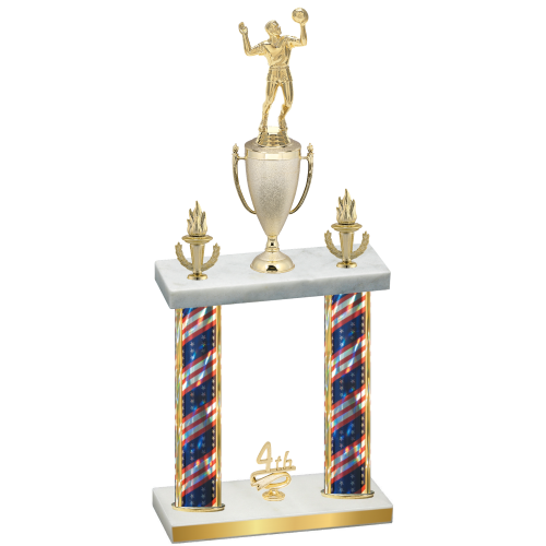 Double Flag USA Fourth Place Volleyball Trophy
