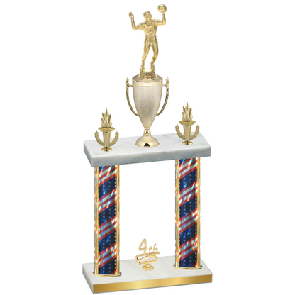 Double Flag USA Fourth Place Volleyball Trophy