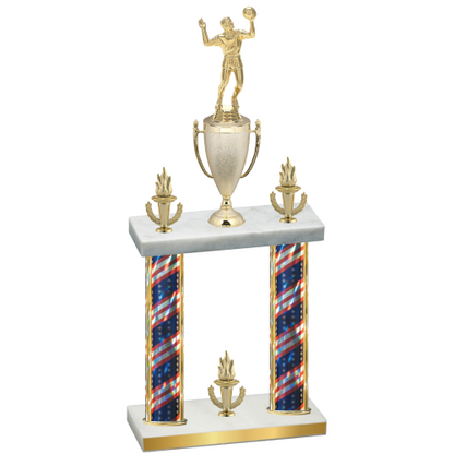 Double Flag USA Victory Volleyball Trophy