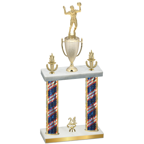 Double Flag USA Year Volleyball Trophy