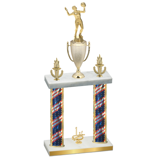 Double Flag USA First Place Volleyball Trophy