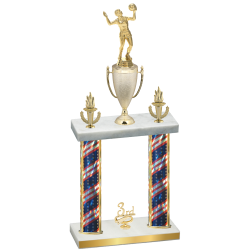 Double Flag USA Third Place Volleyball Trophy
