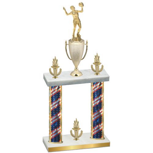 Double Flag USA Victory Volleyball Trophy