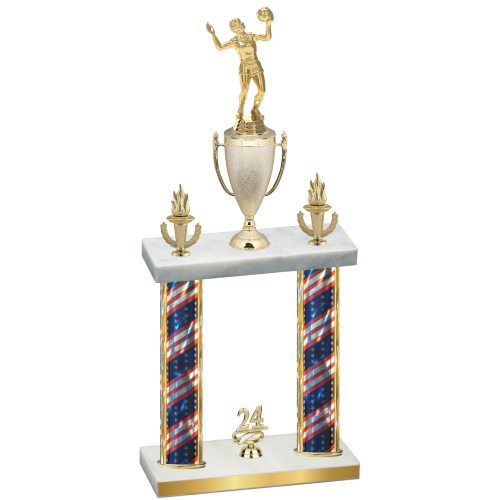 Double Flag USA Year Volleyball Trophy