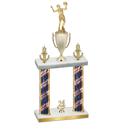 Double Flag USA Year Volleyball Trophy