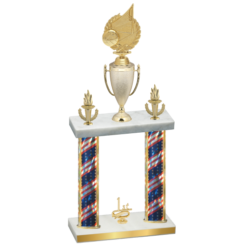 Double Flag USA First Place Volleyball Trophy