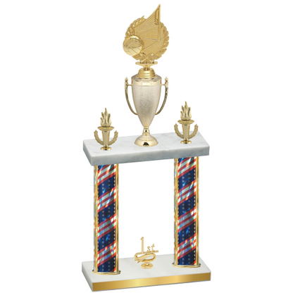 Double Flag USA First Place Volleyball Trophy
