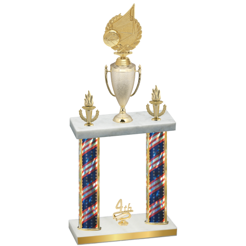 Double Flag USA Fourth Place Volleyball Trophy