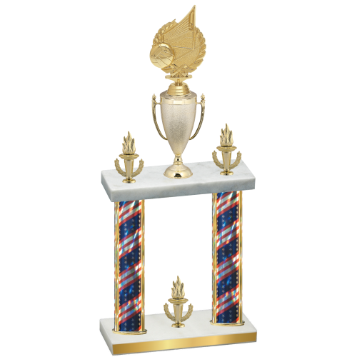 Double Flag USA Victory Volleyball Trophy