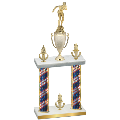 Double Flag USA Victory Tennis Trophy